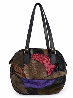 Vintage Patchwork Suede Shoulder Bag Boho Hippie Festival Slouch Purse